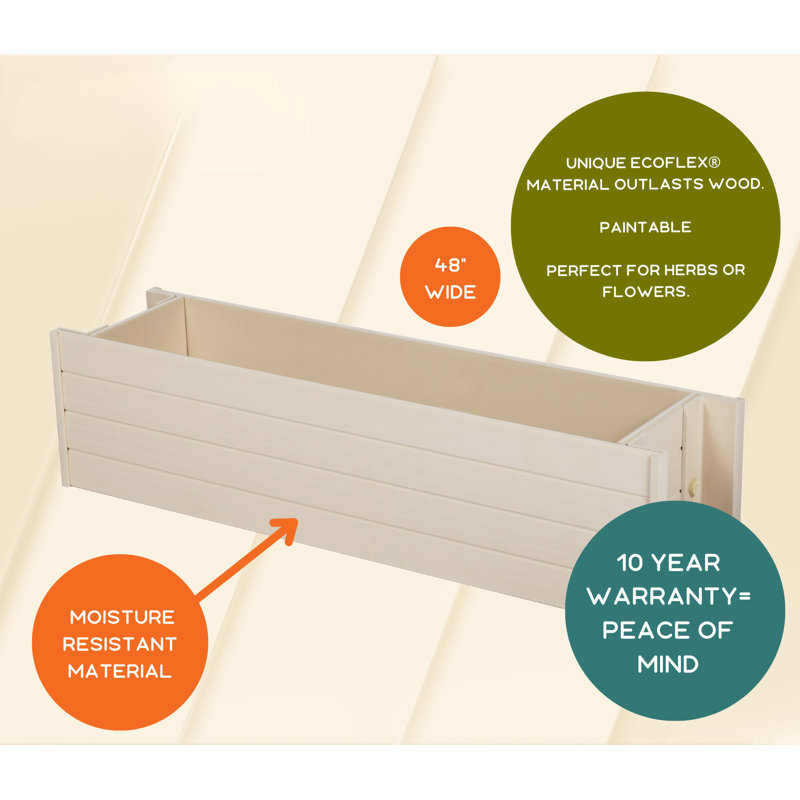 William Window Garden Box Planter, 7.5" H x 48" W x 7.5" D