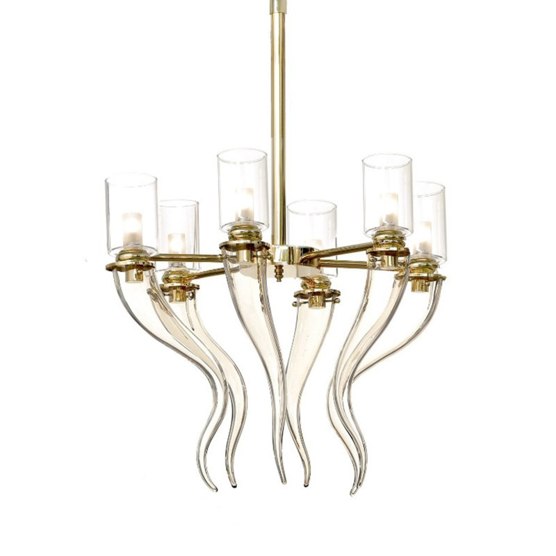 Lustre classique clair avec accents en verre Light Jazariah, miel vénitien Kaplan, 62" Width x 47" Depth x 97" Height