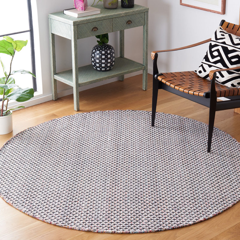 Haldo Flat Weave Cotton Striped Rug, Round 6'