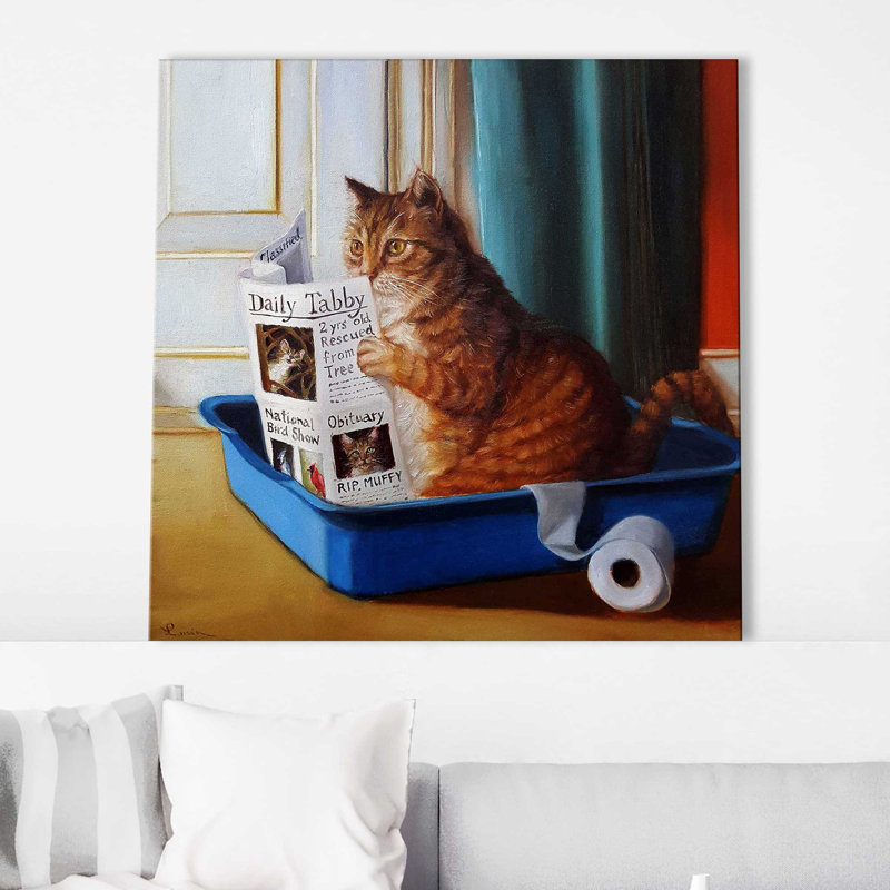 Kitty Throne par Lucia Heffernan - Peinture, Toile tendue, H 18 po x l 18 po x P 1 po