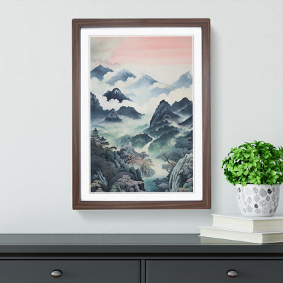 Japanese Mountains Contemporary - Framed Print