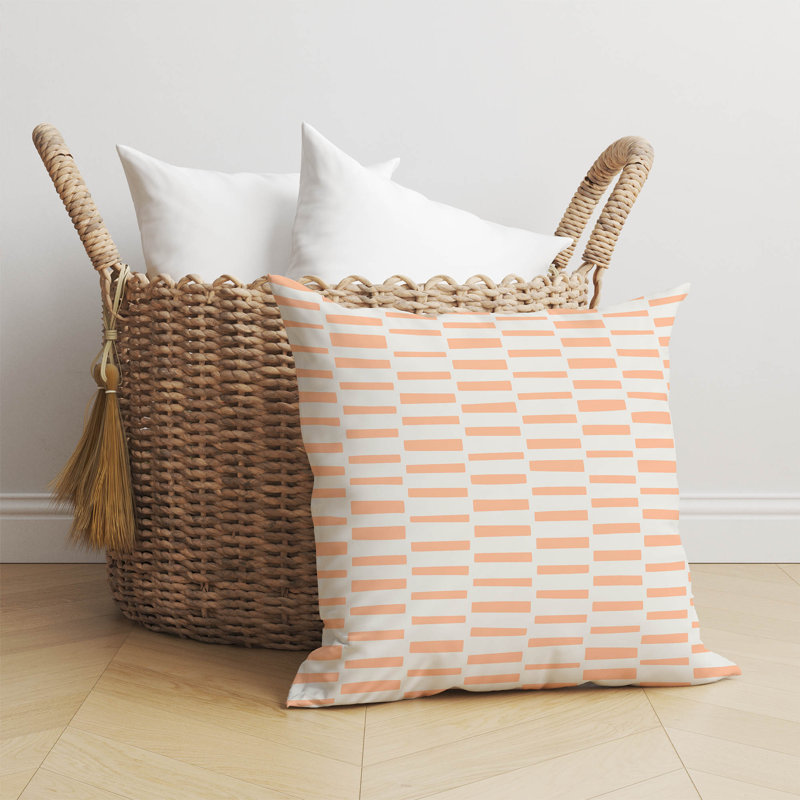 Coussin Flat Attack, Pêche / rayé orange, H 26 po x l 26 po