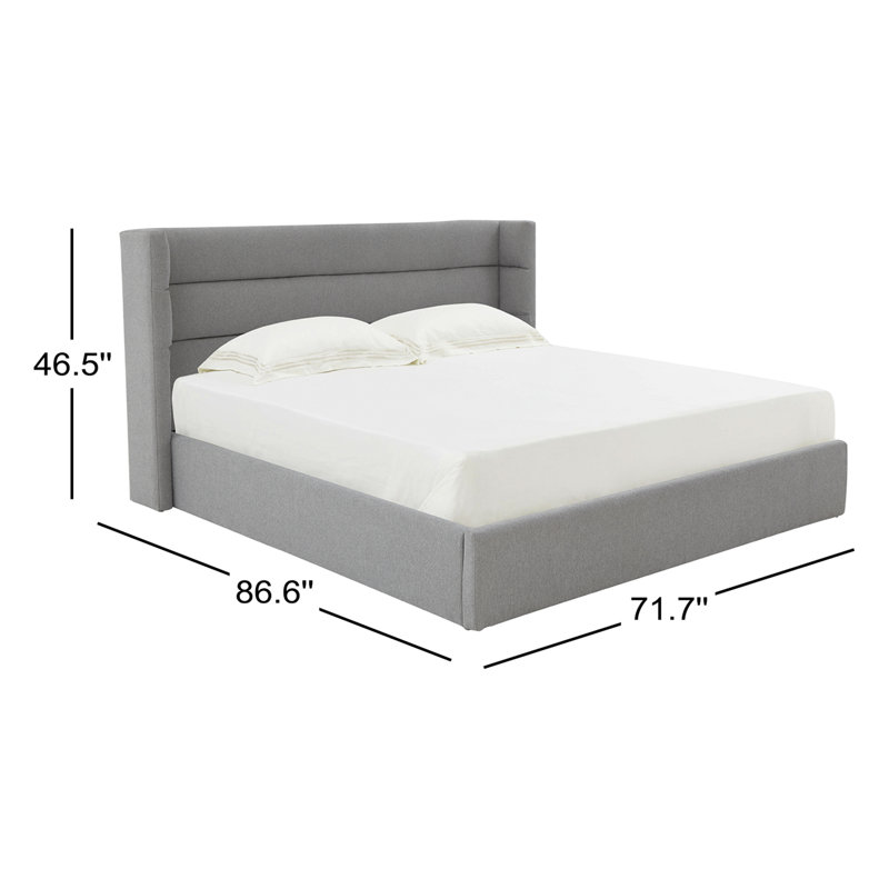 Doria Upholstered Platform Bed, Queen, Light Gray