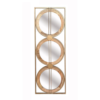 3 Mirror Piece Wall Mirror In Gold Rectangular Frame