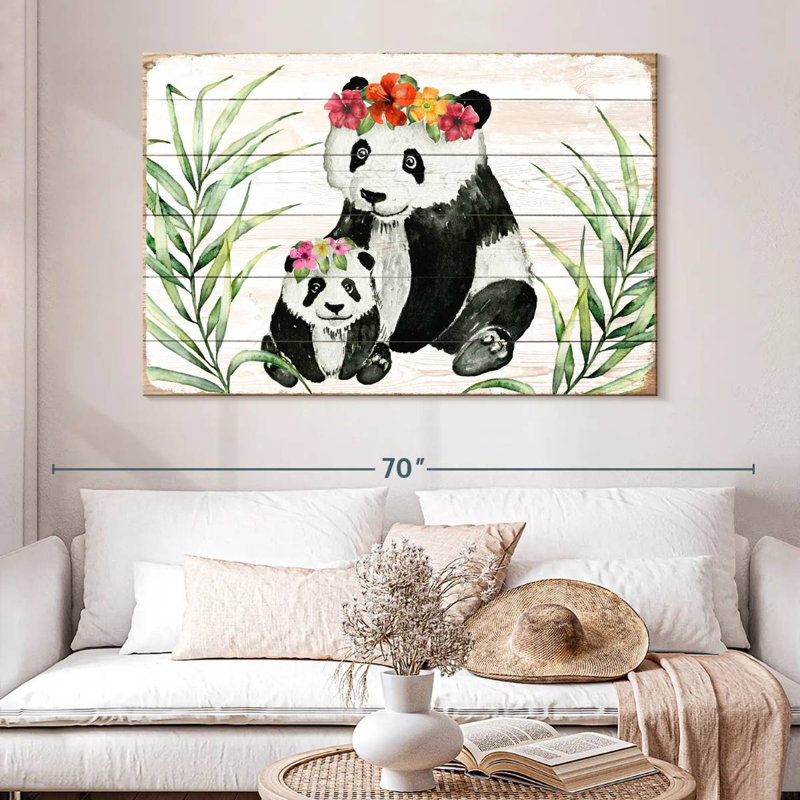 Couronne florale Brampt Pandas, H 34 po x l 51 po