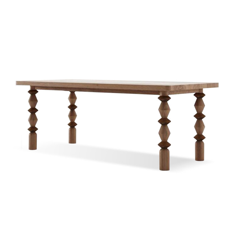 Table de salle à manger rectangulaire en bois massif, Brun, H 29,53 po x L 70,87 po x l 31,5 po