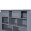Lit simple gris en bois avec armoire intégrée, 4 tiroirs coulissants de chaque côté et 12 compartiments de rangement à la tête de lit pour une organisation élégante dans la chambre à coucher