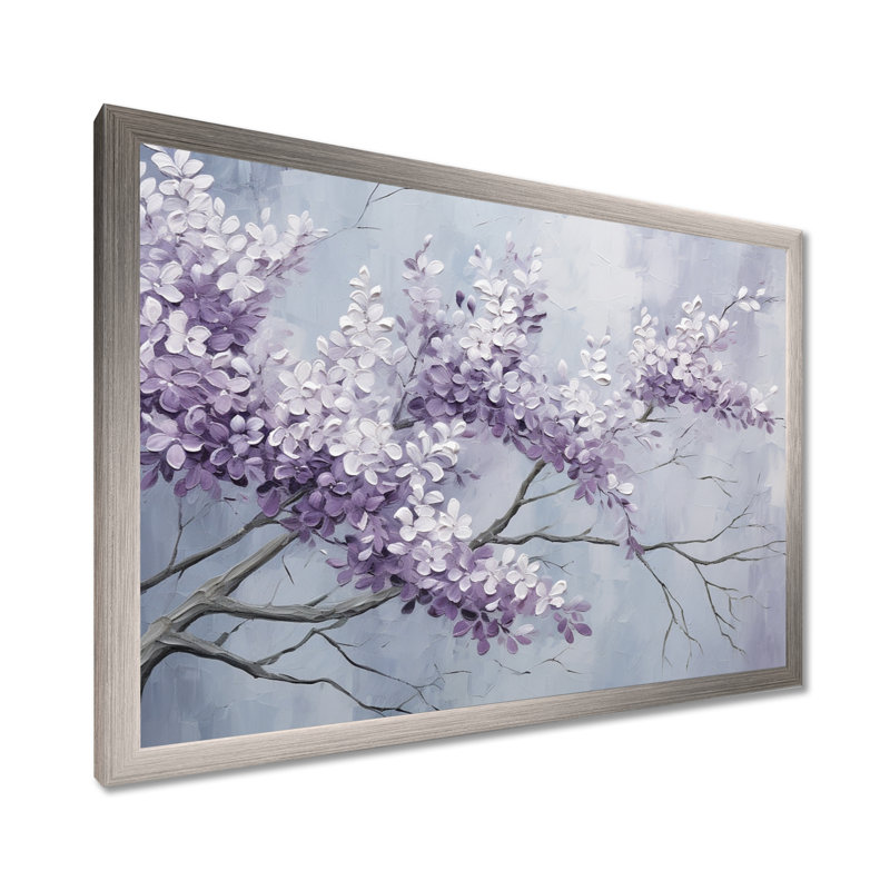 Beautiful Lilac Dreamscape IV - Lilacs, art mural encadré, H 34 po x l 44 po x P 1,5 po, Cadre simple argenté