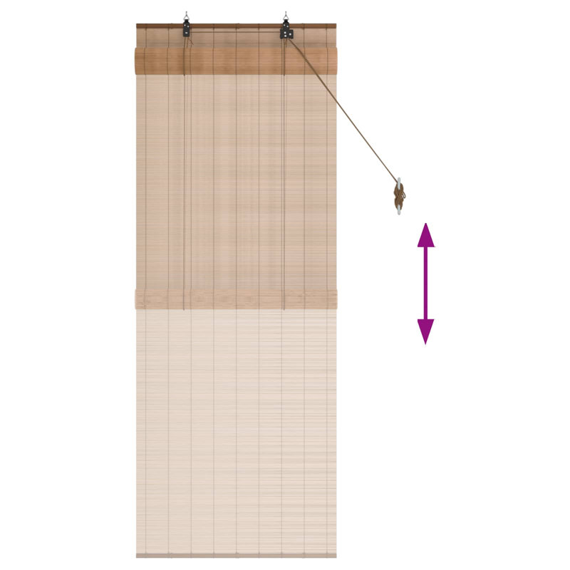 Bamboo Roller Blind, Brown, 40 cm W x 160 cm L