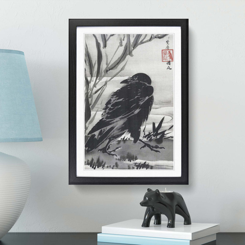 Crow by Kawanabe Kyosai - Framed Print, 65cm H x 48cm W x 2cm D, Black Framed
