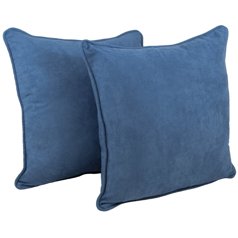 Housse et insert de coussin en microsuède jacquard carré, Indigo