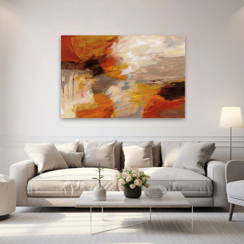 Falling Leaves - Abstrait brun automne crème, H 60 po x l 40 po