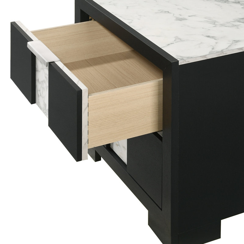 Table de chevet contemporaine à finition noire 1pc