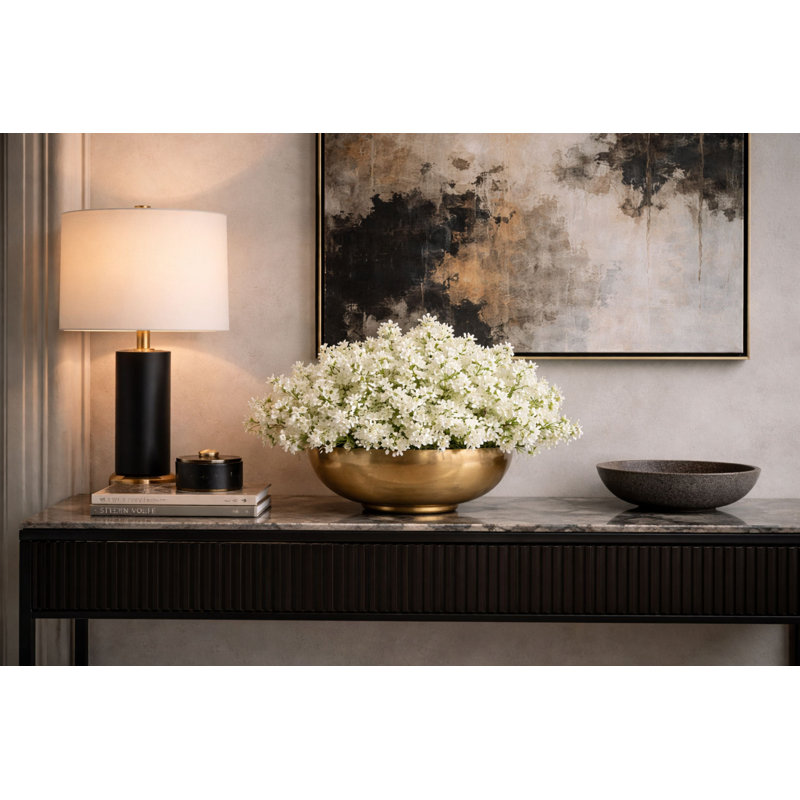 Faux Cream Floral Arrangement in Bowl