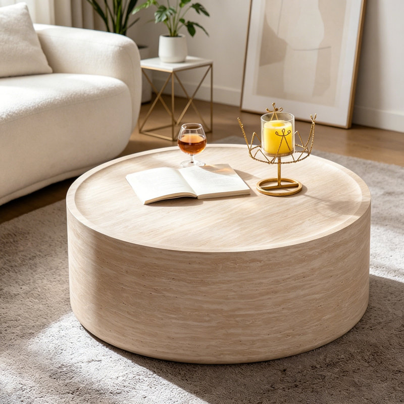 Table basse ronde avec base robuste, Amber