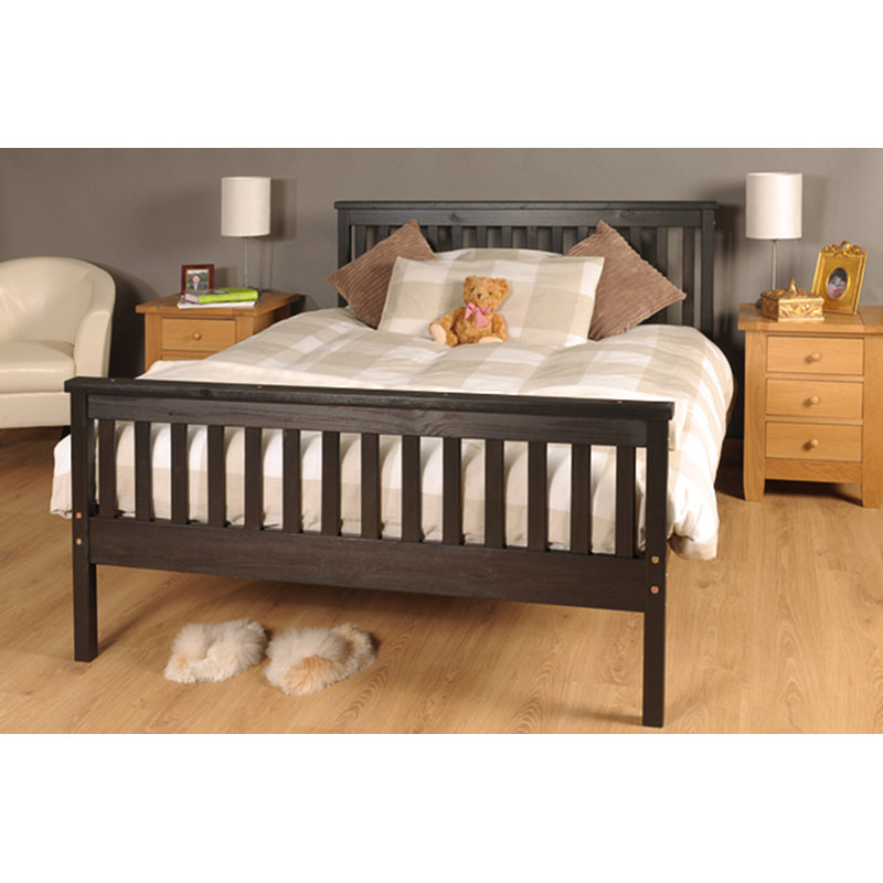 Shane Solid Wood Bed, White/Caramel, Double (4'6)
