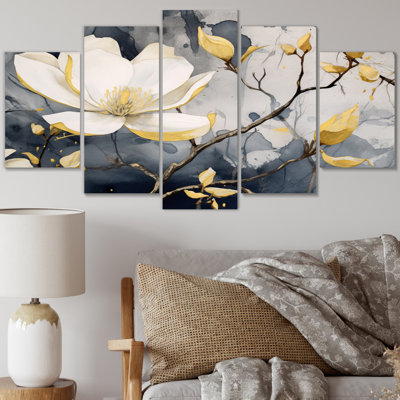 Ensemble de salon art mural jaune Magnolias Nature Elegance III - Magnolias