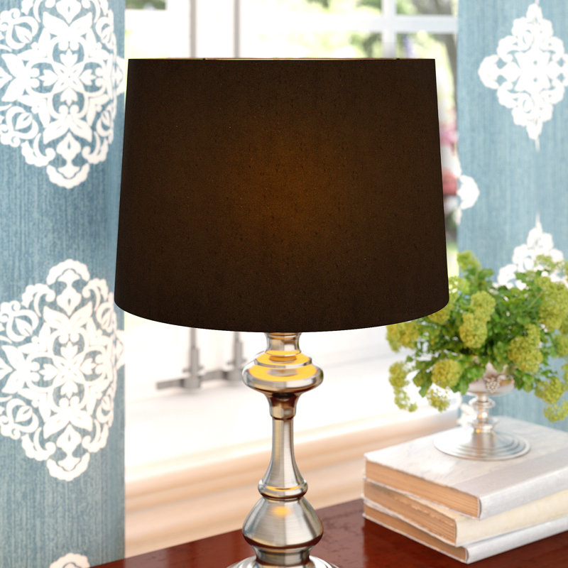 Silk Drum Lamp Shade, Black, 9" H x 14" W x 14" D