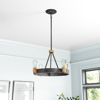 Silas 4 - Light Candle Style Wagon Wheel Chandelier