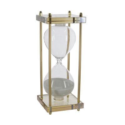 4x4x10" 30-Minute Large Hourglass W/Rose Gold Handle,White