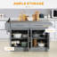 Îlot de cuisine roulant avec rangement, chariot de cuisine portable avec plateau en acier inoxydable, 2 tiroirs, porte-épices, porte-serviettes et couteaux, gris-958917296