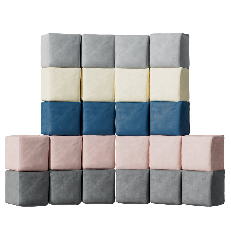 24 pièces de blocs de mousse moelleux - cubes colorés empilables pour tout-petits, Square