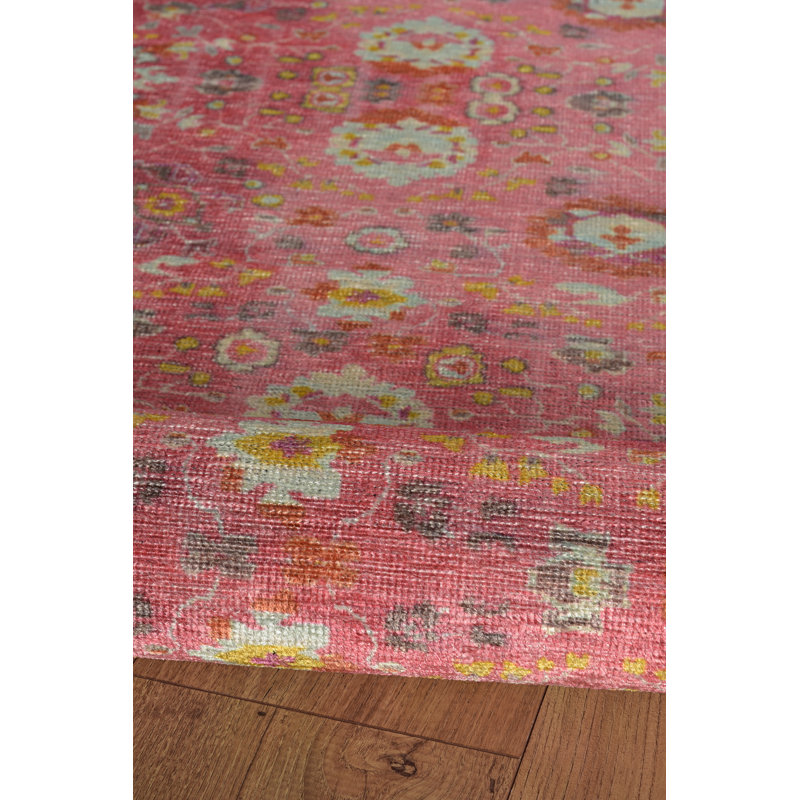 Laurel Aydin Machine Woven Polyester No Pattern Area Rug in Pink, Runner 2'2" x 10'