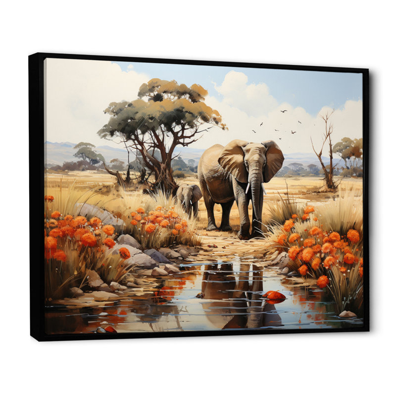 African Natures Symphony sur impression sur toile, H 24 po x l 32 po, Cadre flottant noir