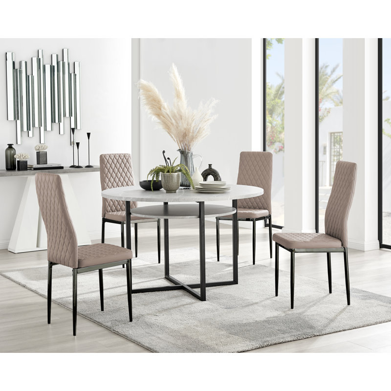 Adler 4 - Person Dining Set, Cappuccino/Black