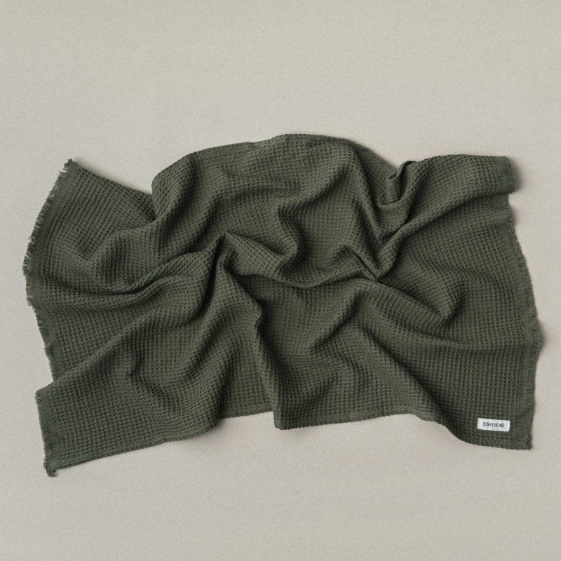 Serviettes gaufrées Everyday - Serviette de bain - Vert olive, Vert