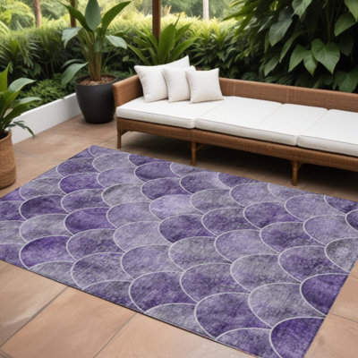 Tapis intérieur lavable abstrait lilas et lavande 9 pi x 12 pi mauve