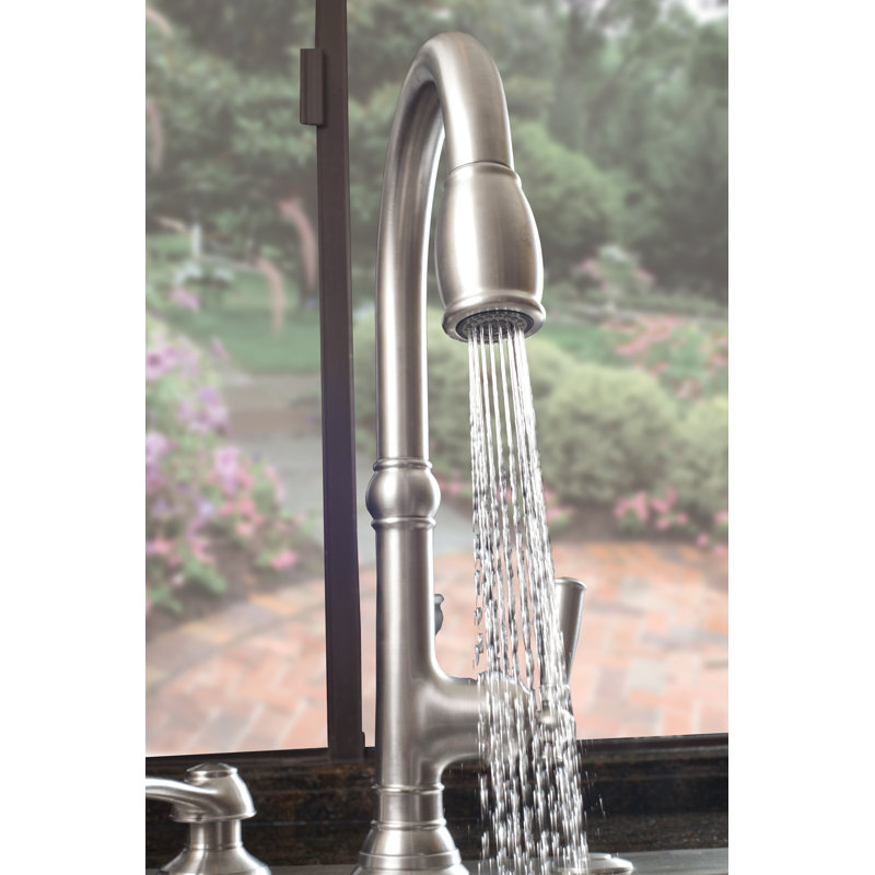 Jacobean Single Handle Pull Down Kitchen Faucet, Satin Brass (PVD)