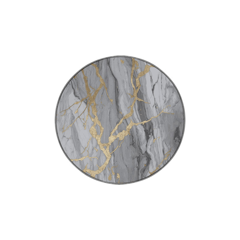 Machine Washable Gray Area Rug, Round 5'
