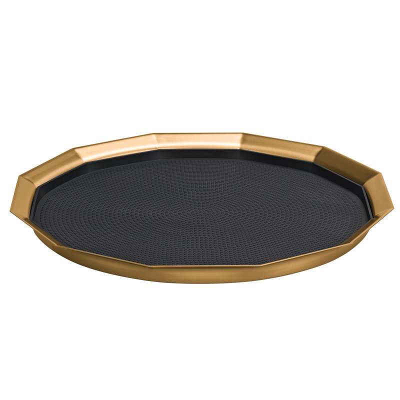 Twelve Sided Stainless Steel Tray, 1.75" H x 16" W x 16" D, Gold