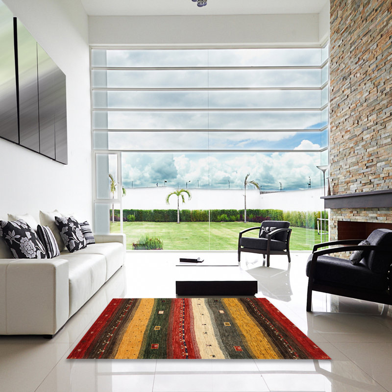 Tapis beige/brun/gris contemporain, Carré 6 pi