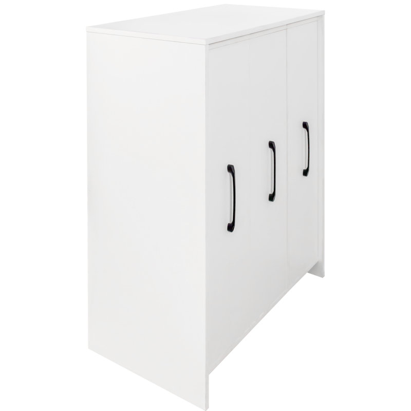 Mobile File Cabinet with 3 Pull-Out Doors, 9-Shelf Hidden Storage Unit