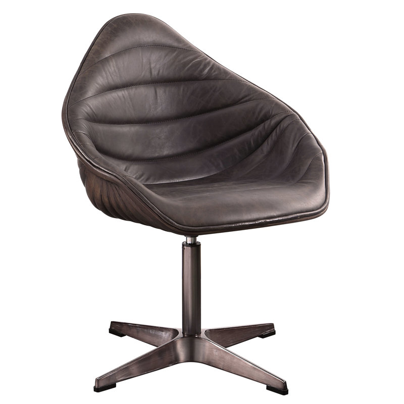 Siège en cuir ébène avec fonction pivotante - Tabouret polyvalent et élégant pour divers espaces