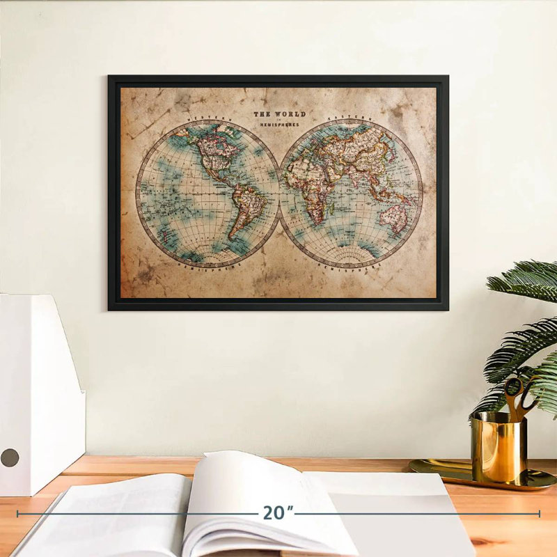 Aliaz Hemisphere Map, 9" H x 13" W