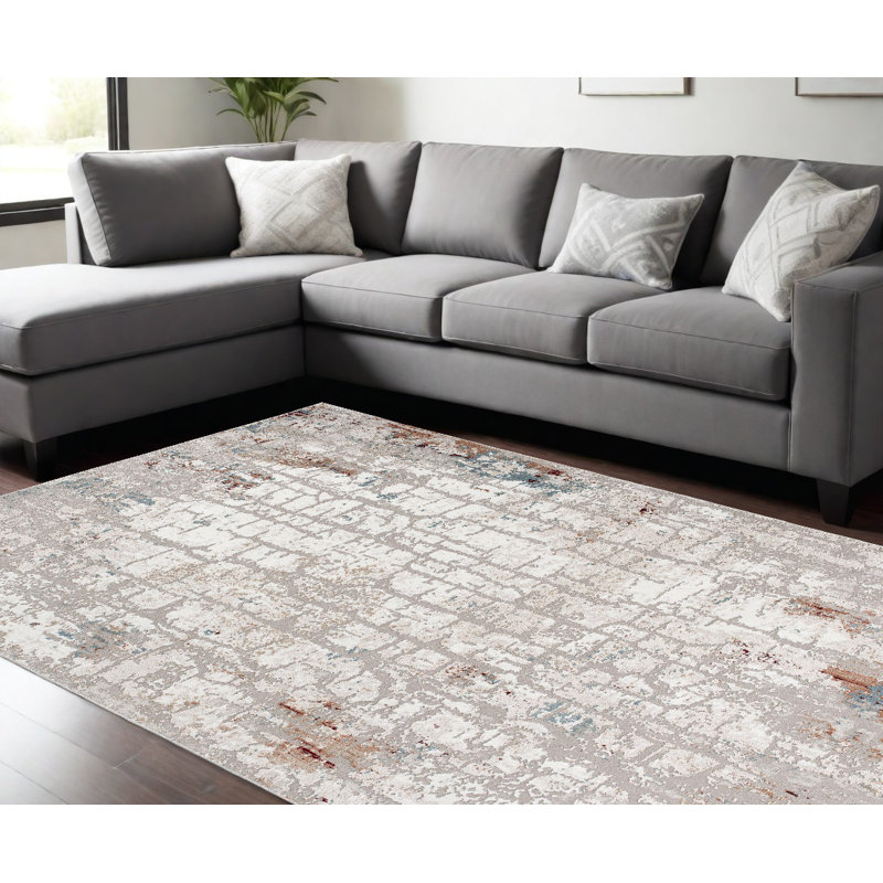 Tapis gris et ivoire Veun, Rectangle 8 pi x 11 pi