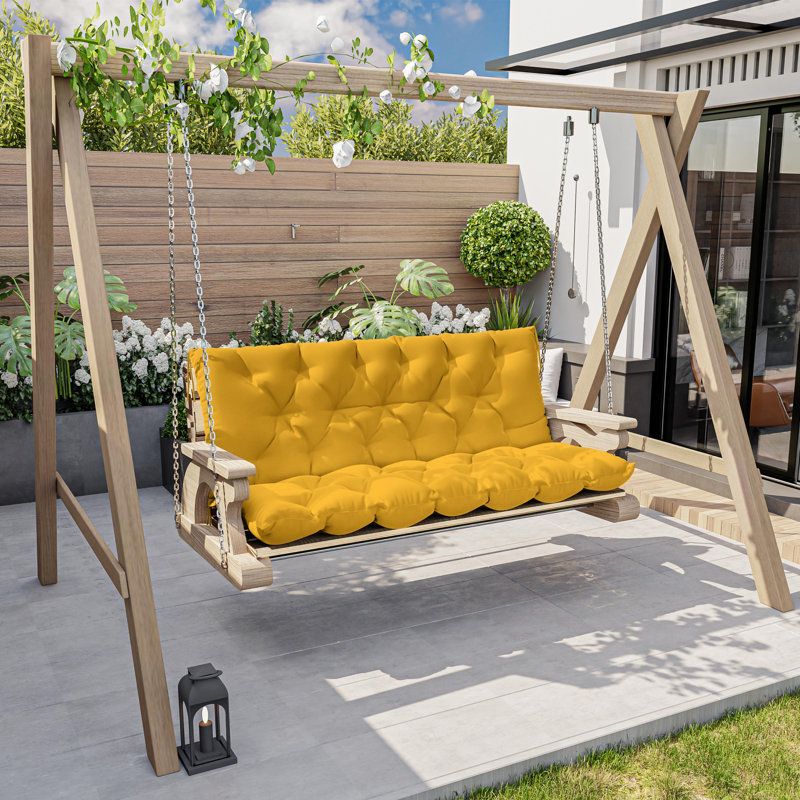 5'' Outdoor Waterproof Cushion For Swing Chair Garden Bench, 47" W x 40" D, Yellow