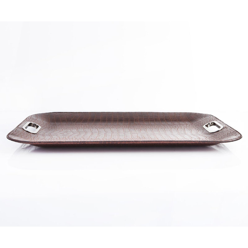 Bloomsbury Market Ralls Stainless Steel Platter, Light brown and stainless steel