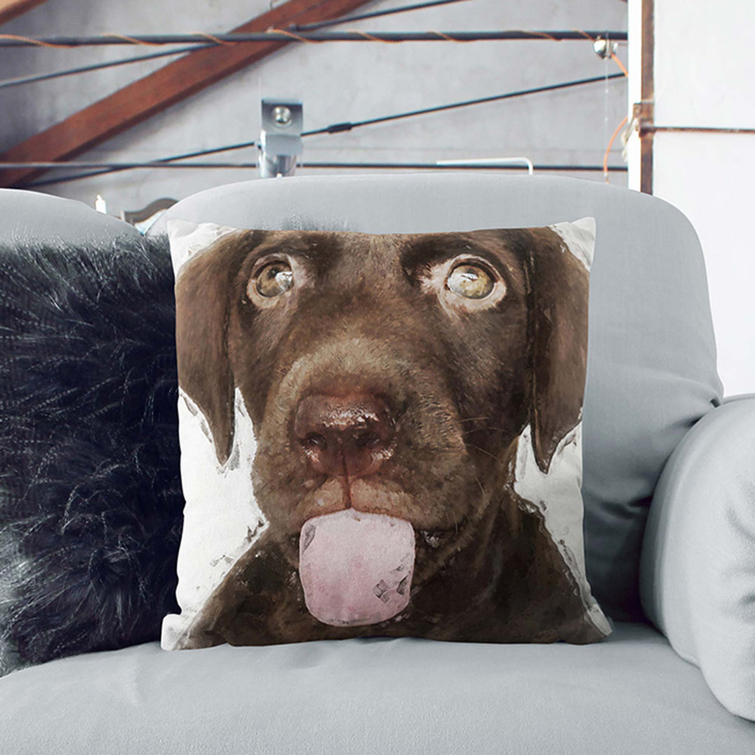 Chocolate Labrador Puppy Cushion with Filling