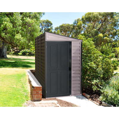 SideMate Plus 4 ft. W x 8 ft. D Vinyl Lean-To Storage Shed with Foundation