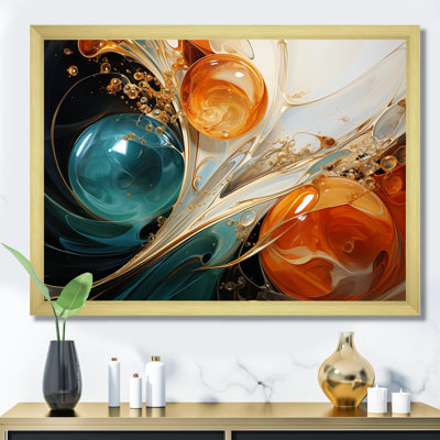 Orange et orange, planètes vagues IV - art mural abstrait
