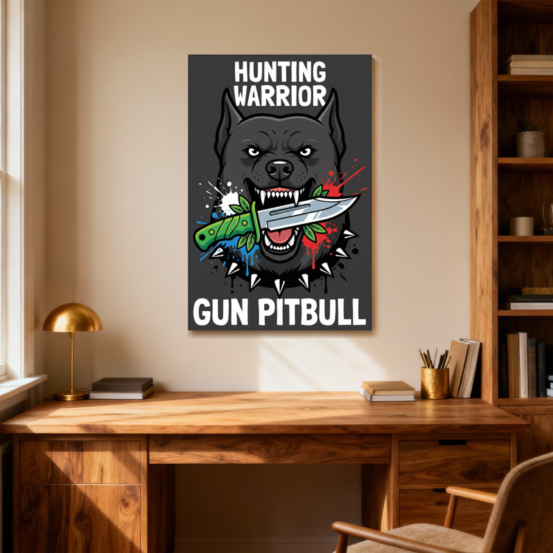 Animaux, chasse, fusil, fusil de Pitbull, art, H 36 po x l 24 po