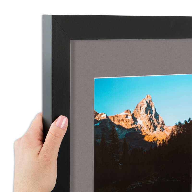 Classic Black Wood Wall Picture Frame with Pewter Mat