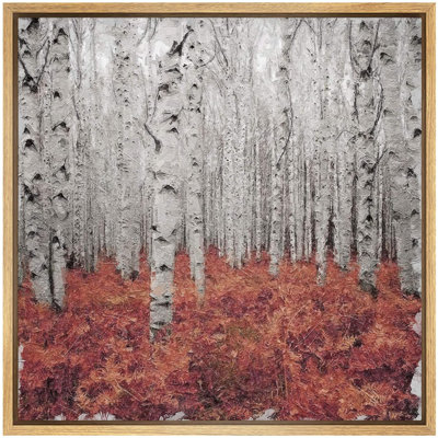" Cracked Paint Style White Birch Forest Nature Wilderness Modern Art Rustic Scenic Colorful "