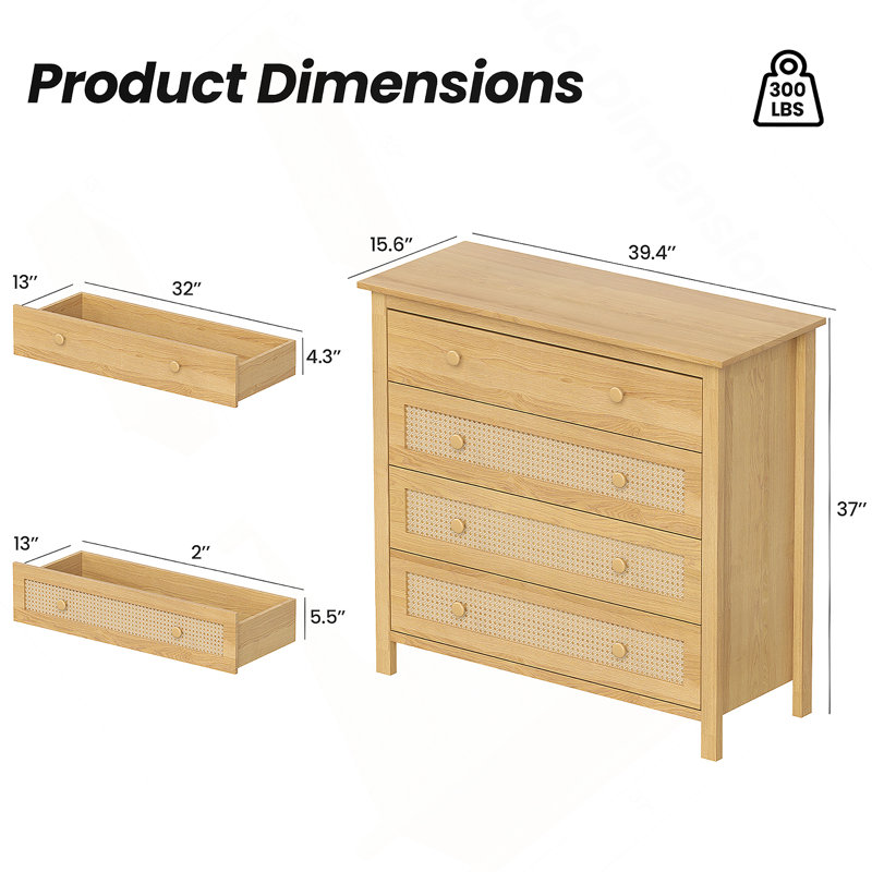 Sideboard Buffet Cabinet With 4 Drawers, Wooden Console Cabinet For Kitchen,Living Room, Dining Room, Natural