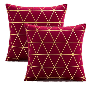 Set Of 2 Throw Velvet Gold Stamping Cushion (INSERT INCLUDED)
