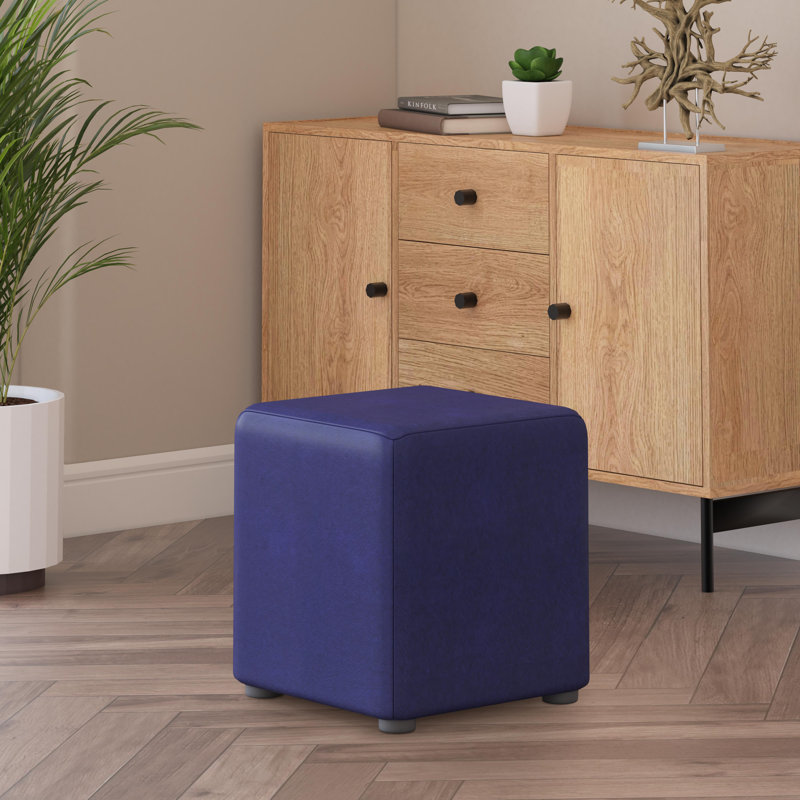 Faux Leather Cube Seating, Blueberry Blue